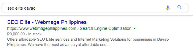 seo elite davao google search with price